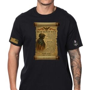 4th July Unisex Patriotic T-Shirt Dear Human Race Graphic Short Sleeve Tee Large